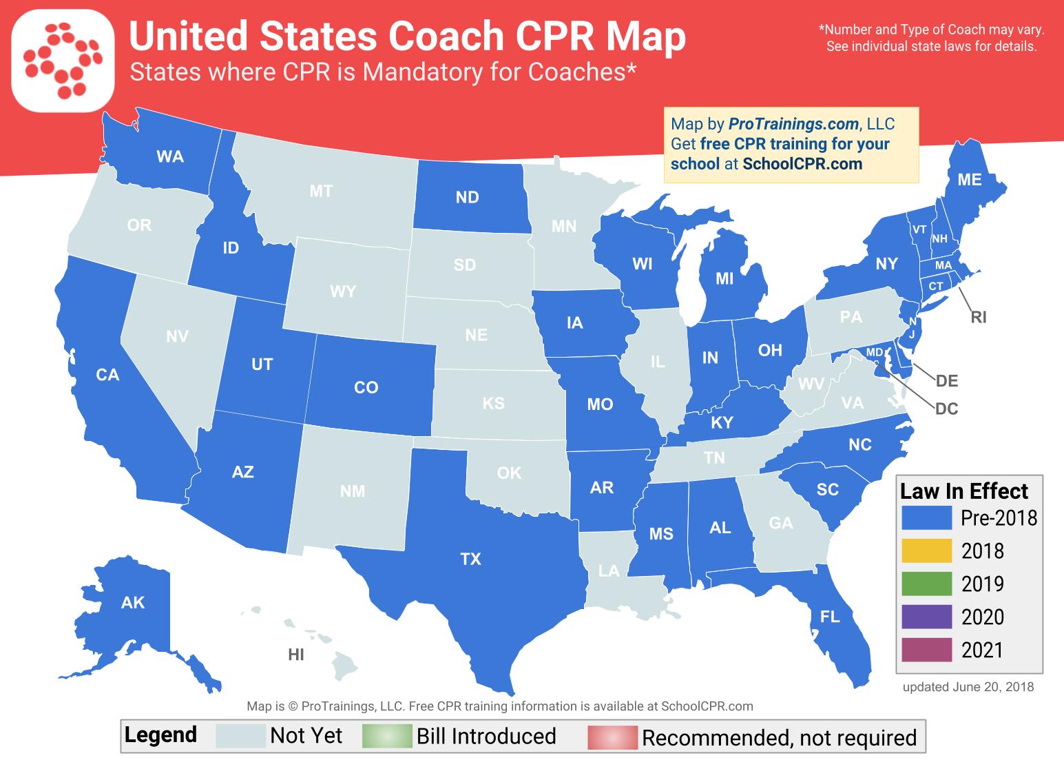 States where CPR Training is Mandatory for Coaches School CPR